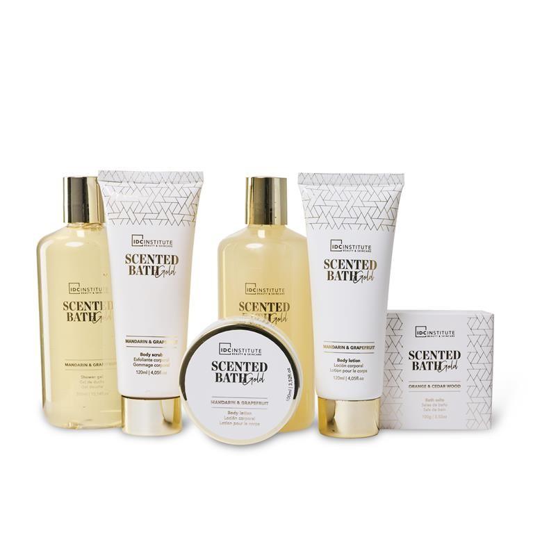 COFFRET SCENTED BATH GOLD "Mandarin & Grapefruit" 6 PCS - IDCINSTITUTE - idc institute en gros