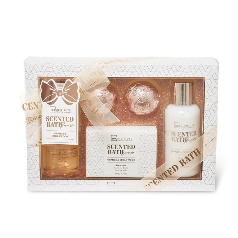 COFFRET SCENTED BATH BRONZE "Orange & Cedar Wood" 4 PCS - IDCINSTITUTE - idc institute en gros