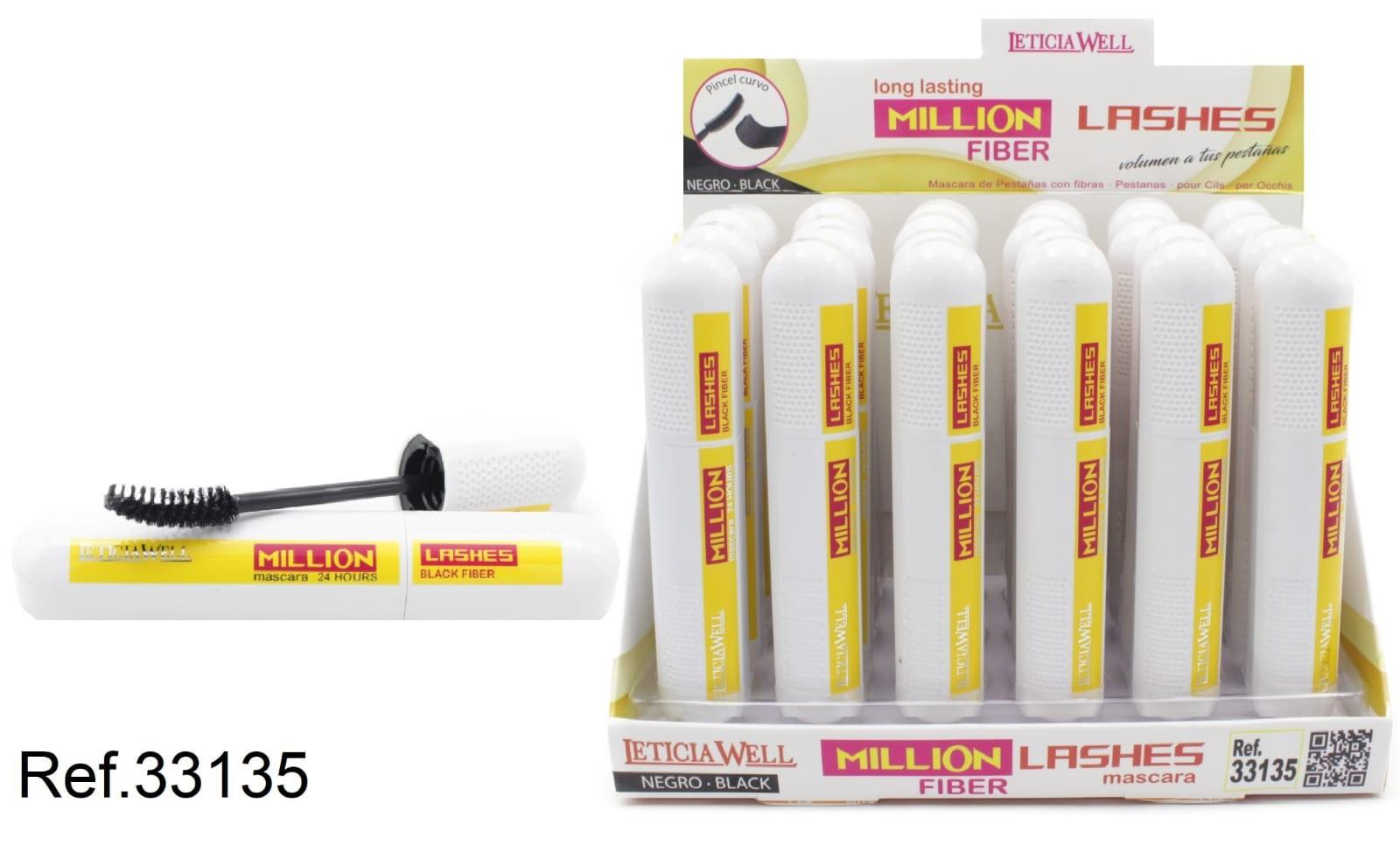 Pack de 24 MASCARA MILLION FIBER "Black" - LETICIA WELL - idc institute en gros