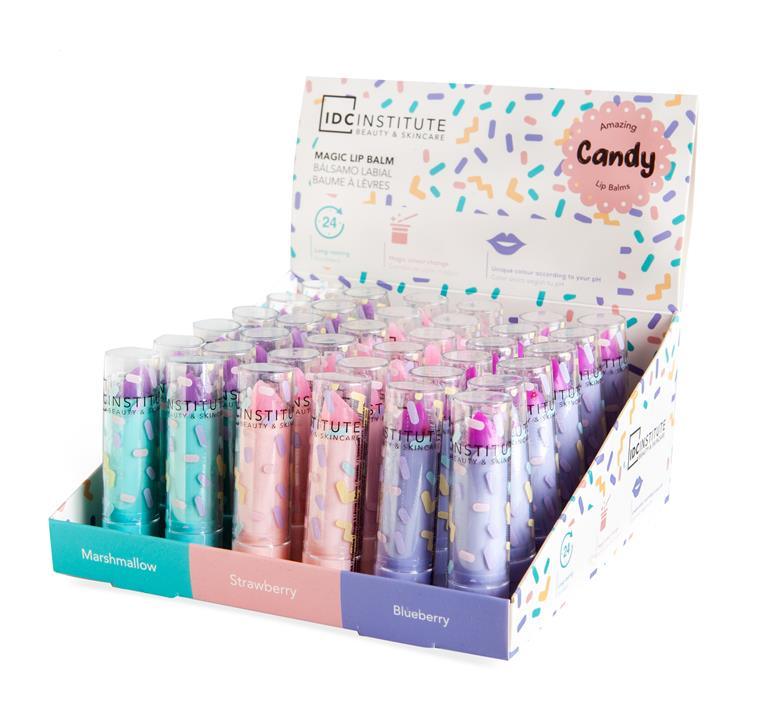 PACK DE 36 ROUGE A LEVRES MAGIQUE CANDY " Avec senteurs 24h Change a couleur rose" - IDC INSTITUTE - idc institute en gros