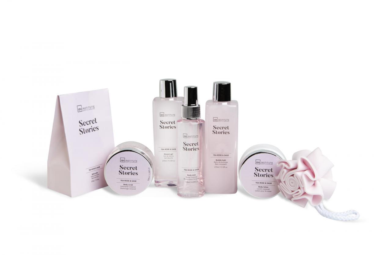 COFFRET SECRET STORIES VALISE DE MAIN "TeaRose & Sage" 7 PCS - IDC INSTITUTE - idc institute en gros