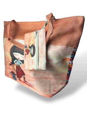 Grand Sac De Plage "ANGELINE" Orange -  idc institute en gros