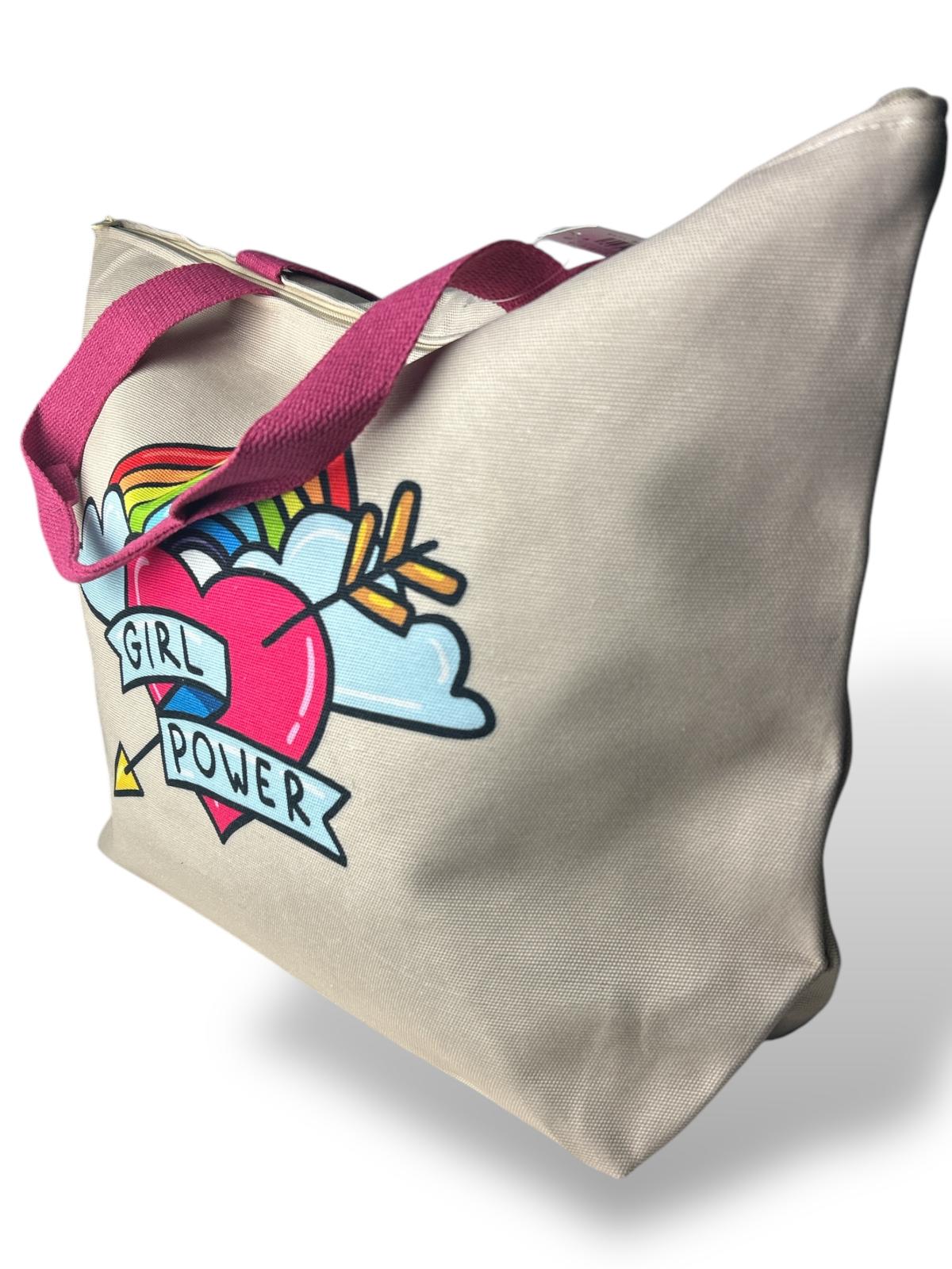 Grand Sac De Plage "GRL POWER" Coeur -  idc institute en gros
