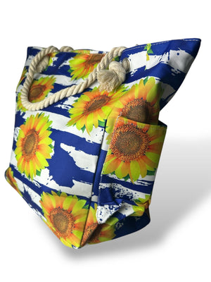 Grand Sac De Plage "TOURNESOL" mode été Bleu -  idc institute en gros