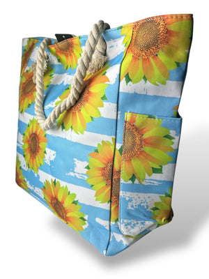 Grand Sac De Plage "TOURNESOL" mode été Bleu clair -  idc institute en gros