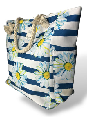 Grand Sac De Plage "MARGUERITES" mode été Bleu plage -  idc institute en gros