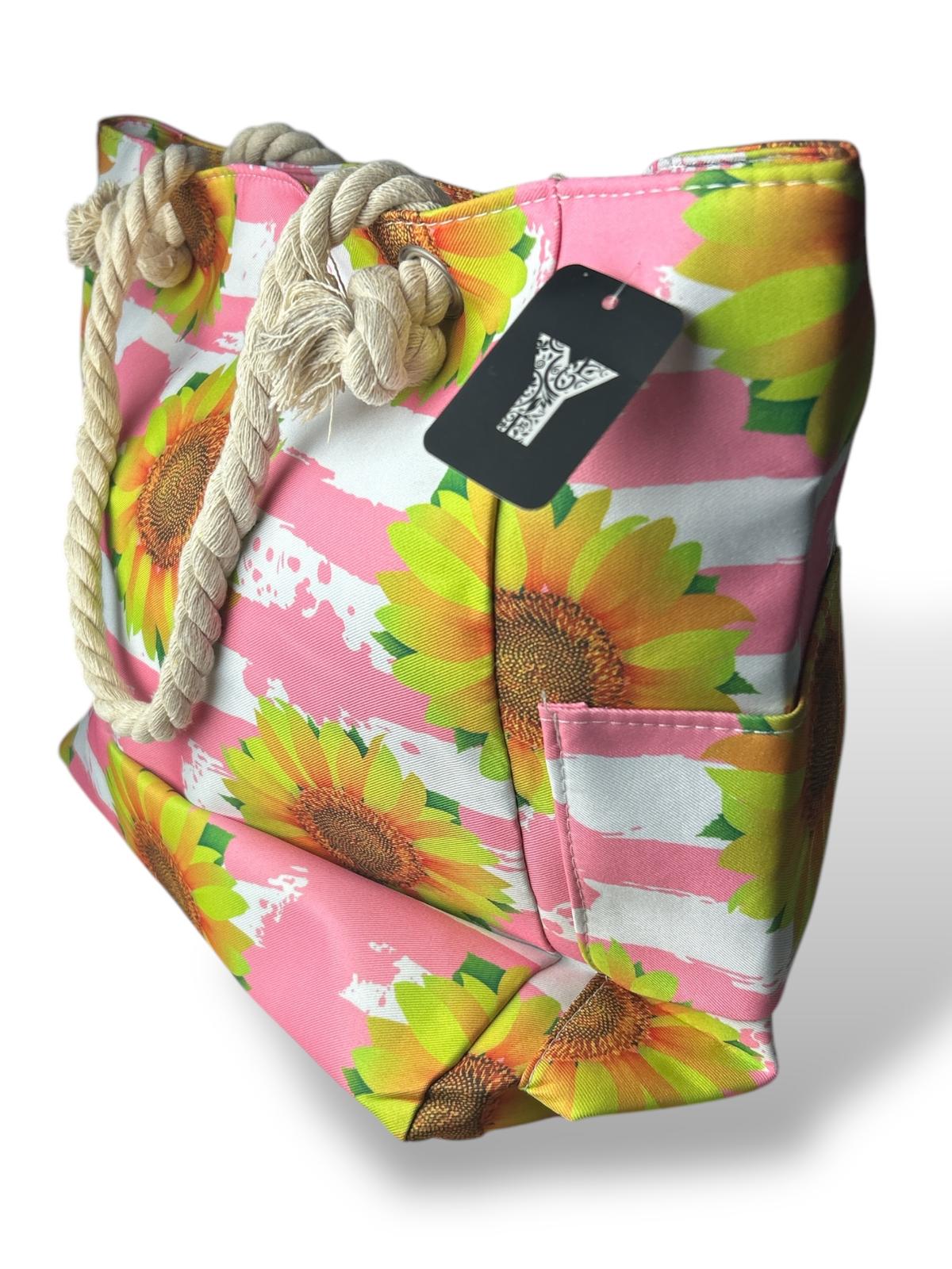 Grand Sac De Plage "TOURNESOL" mode été Rose -  idc institute en gros