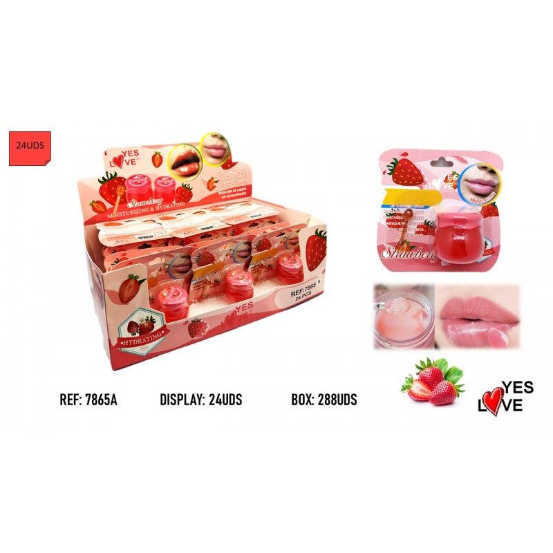 PACK DE 24 MASQUE À LÈVRES "Hydratant Fraise" - YESLOVE - idc institute en gros