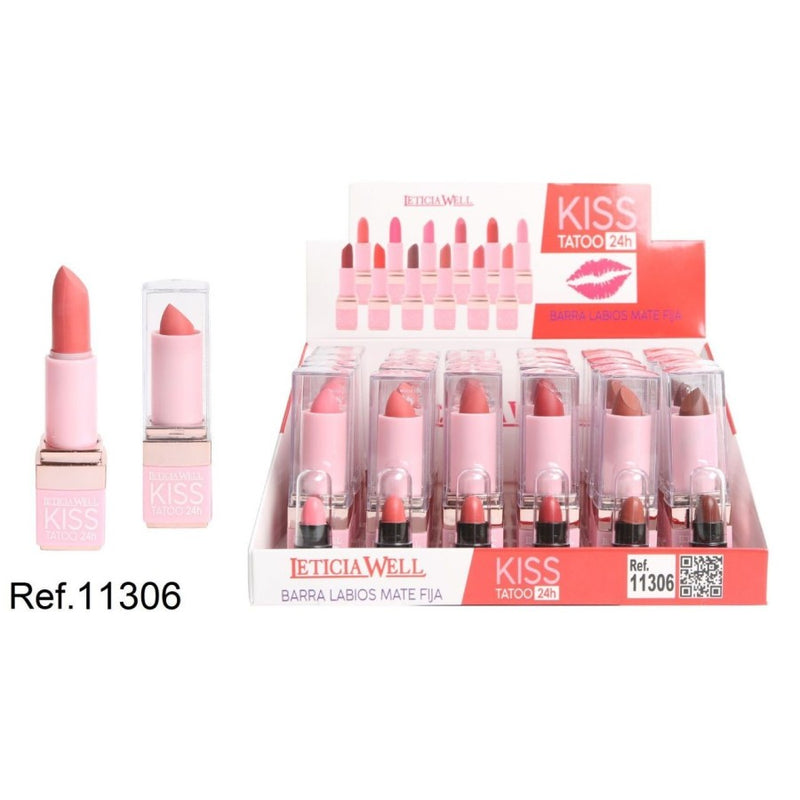 PACK DE 24 KISS TATOO ROUGE À LÈVRES 24H. (0,75 € L'/ UN.) - LETICIA WELL -  idc institute en gros