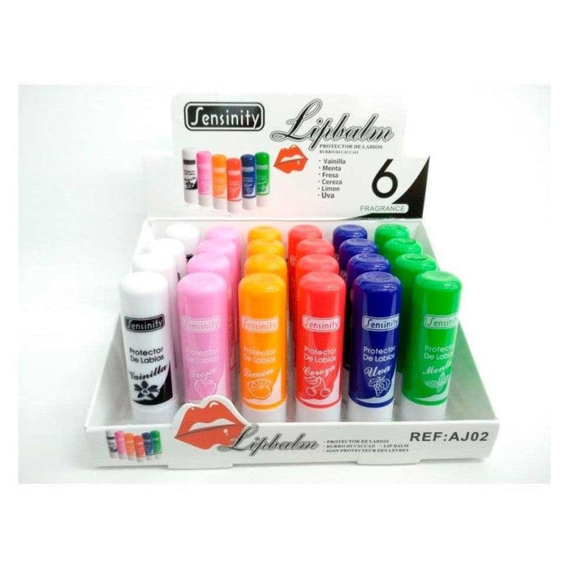 PACK DE 24 BAUME A LEVRES AVEC 6 GOUTS- SENSINITY - idc institute en gros