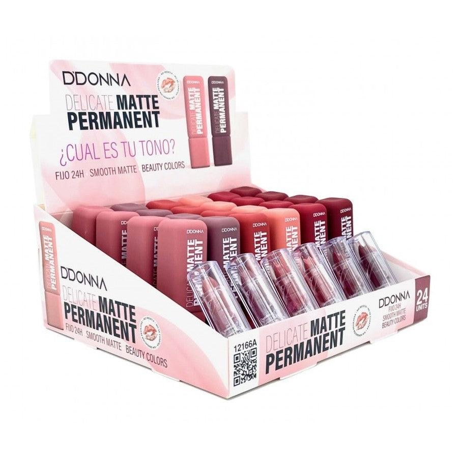 PACK DE 24 LIPSTICK DELICATE MATTE PERMANENT (0.99€ / UN.) - D'DONNA -  idc institute en gros