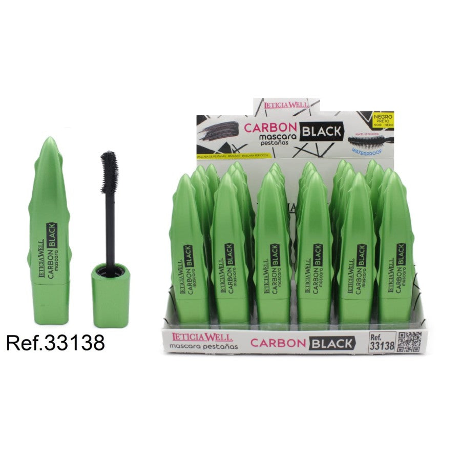 PACK DE 24 MASCARA CARBON BLACK WATERPROOF (0.79€ / UN.) - LETICIA WELL -  idc institute en gros