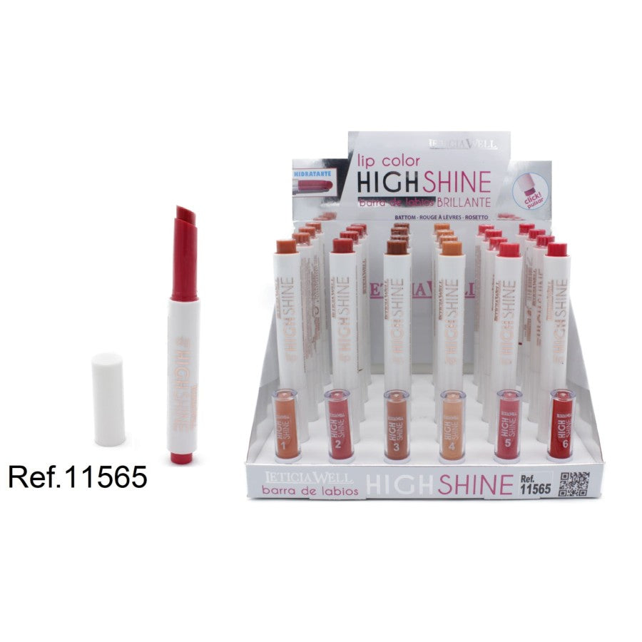 PACK DE 24 ROUGE À LÈVRES HAUTE BRILLANCE (0,99€ / UN.) - LETICIA WELL -  idc institute en gros