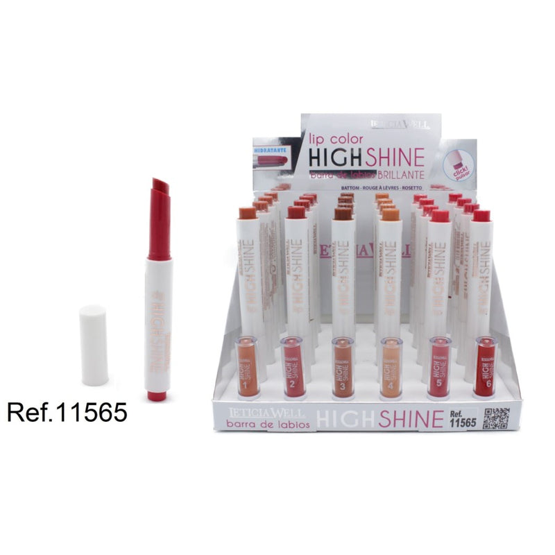PACK DE 24 ROUGE À LÈVRES HAUTE BRILLANCE (0,99€ / UN.) - LETICIA WELL -  idc institute en gros