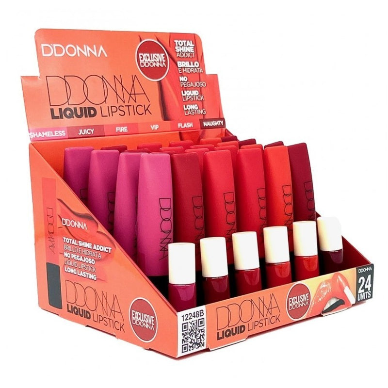 PACK DE 24 ROUGE À LÈVRES LIQUIDE 24H.(0.79€ / UN.) - D'DONNA -  idc institute en gros
