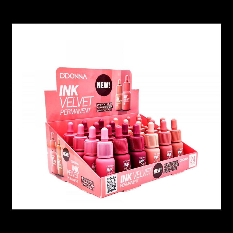 PACK DE 24 ROUGE À LÈVRES LIQUIDE INK VELVET (0.63 € / UN.) - D'DONNA -  idc institute en gros