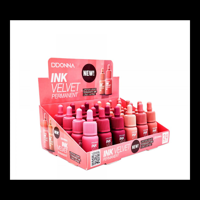 PACK DE 24 ROUGE À LÈVRES LIQUIDE INK VELVET (0.63 € / UN.) - D'DONNA -  idc institute en gros