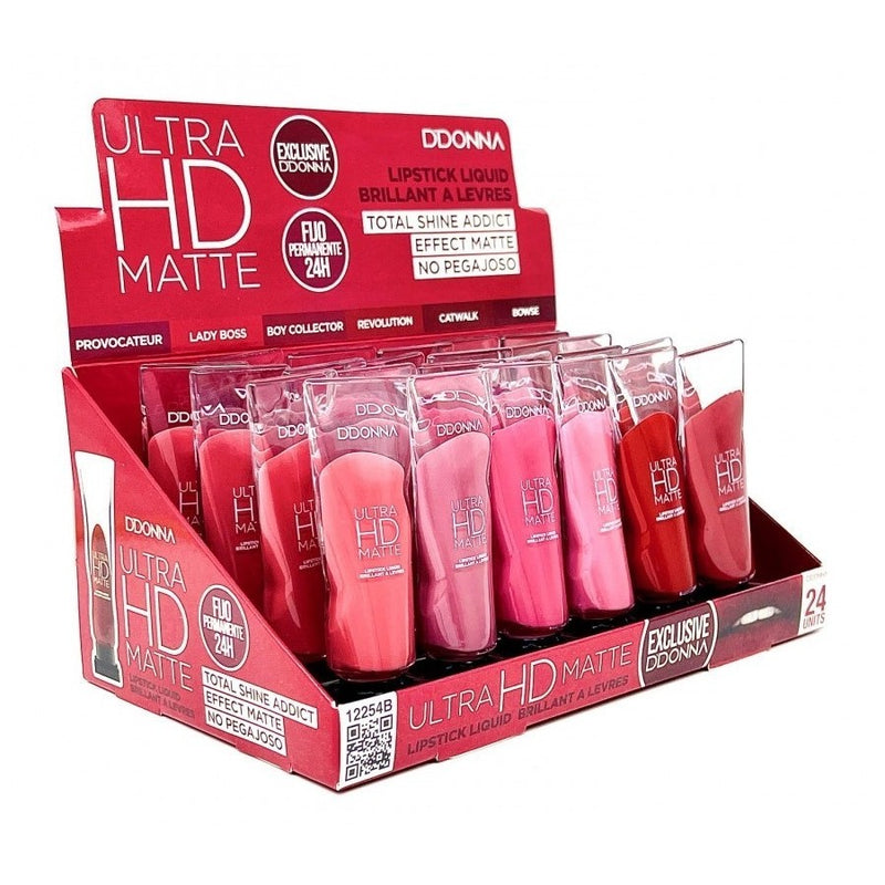 PACK DE 24 ROUGE A LÈVRES LIQUIDE ULTRA HD MAT (0,78€ / UN.) - D'DONNA -  idc institute en gros