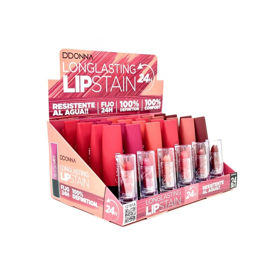 PACK DE 24 ROUGE À LÈVRES LONGUE DURÉE MAT FIXE 24H (0,89€ / UN.) - D'DONNA -  idc institute en gros