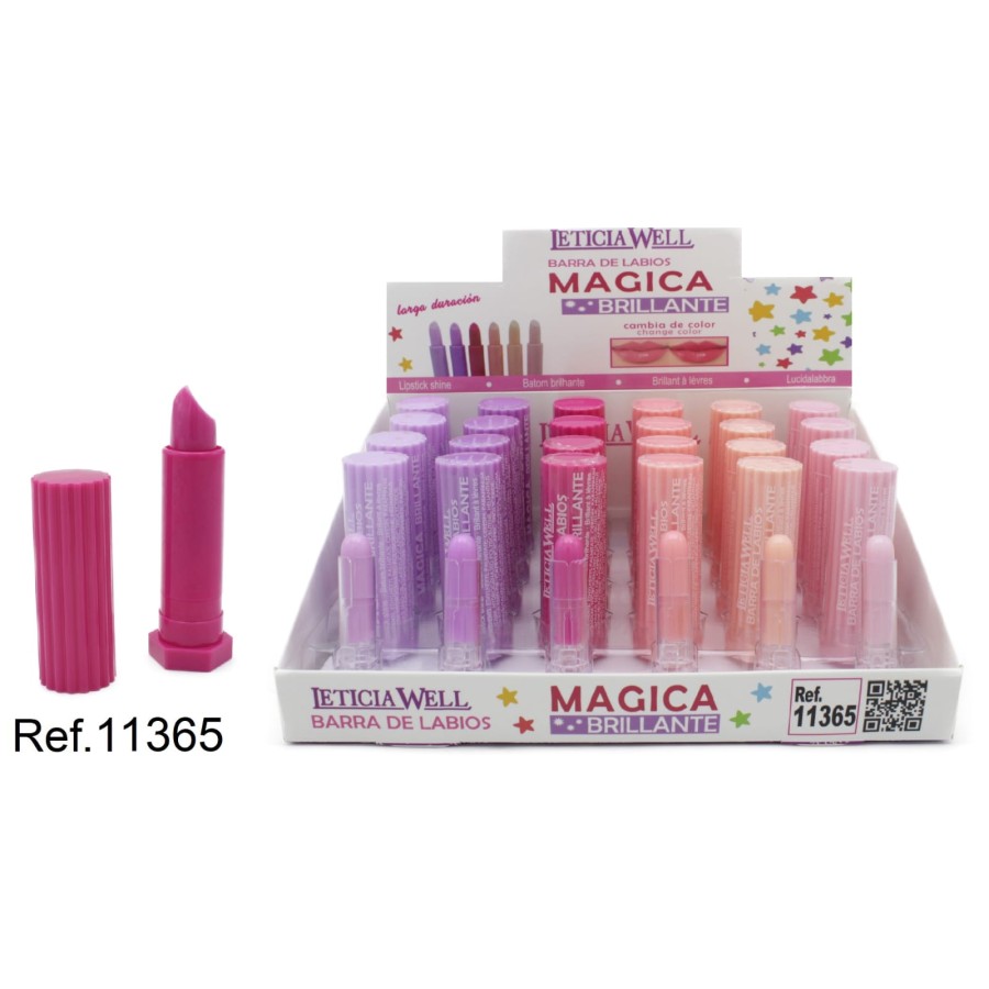 PACK DE 24 ROUGE À LÈVRES MAGIC BRILLIANT (0,65€ / UN.) - LETICIA WELL -  idc institute en gros