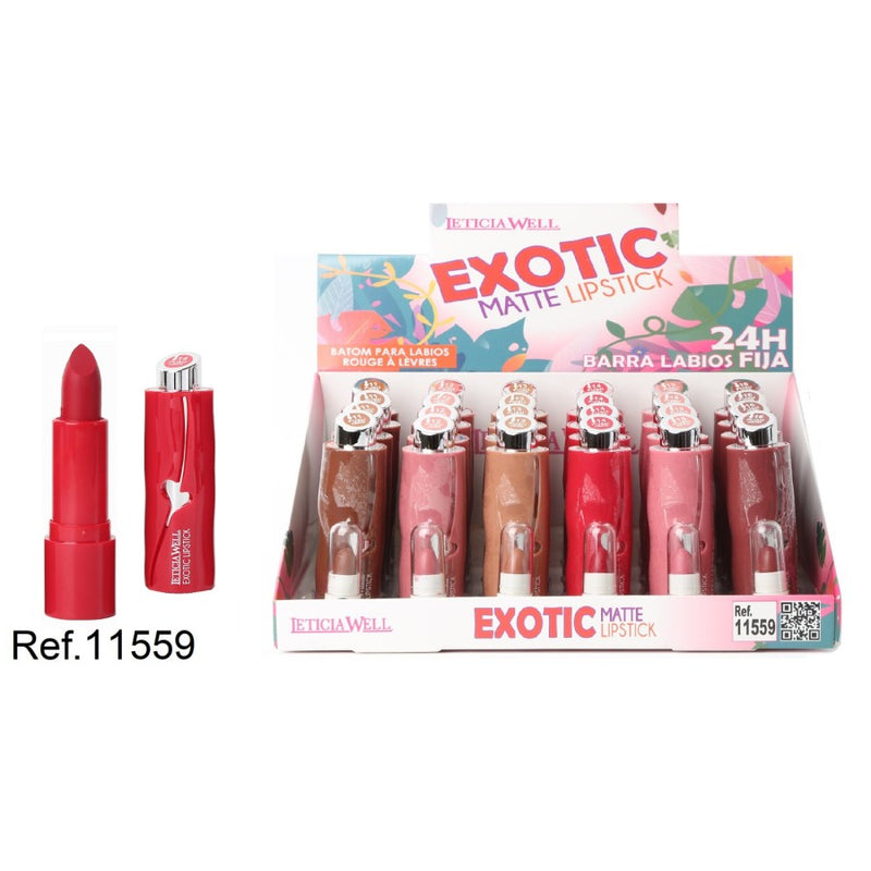 PACK DE 24 ROUGE À LÈVRES MAT EXOTIQUE (0,75€ / UN.) - LETICIA WELL -  idc institute en gros