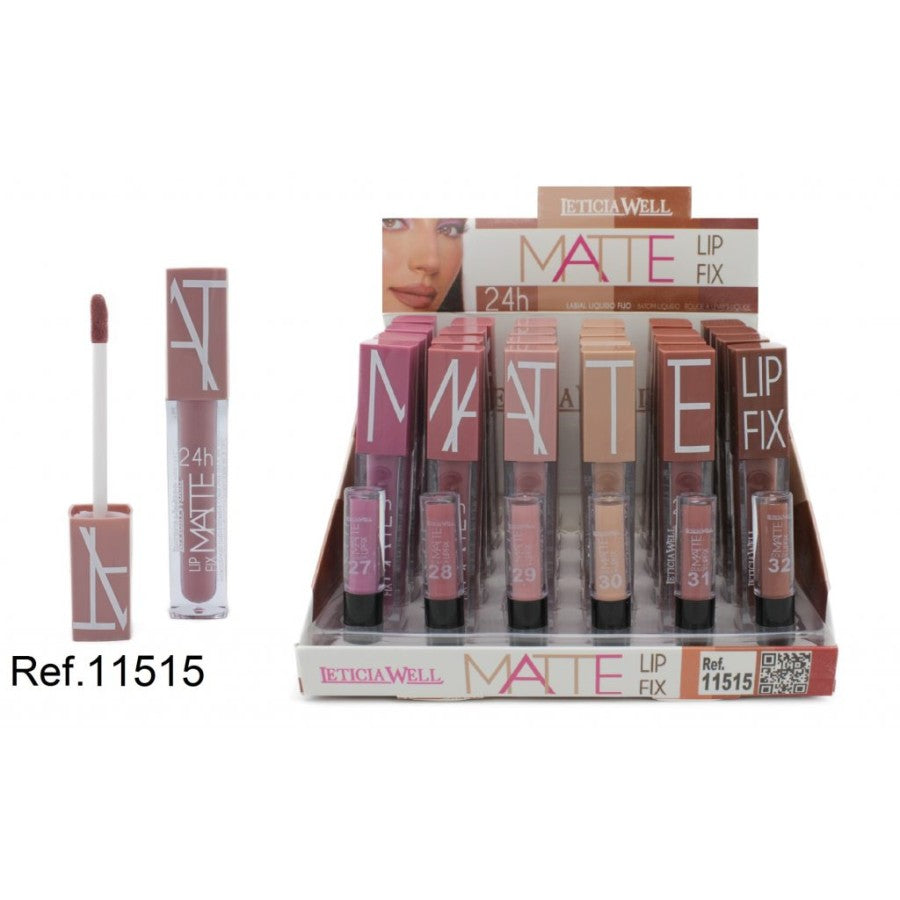 PACK DE 24 ROUGE À LÈVRES MATTE FIX 24H.(0.75€ / UN.) - LETICIA WELL -  idc institute en gros