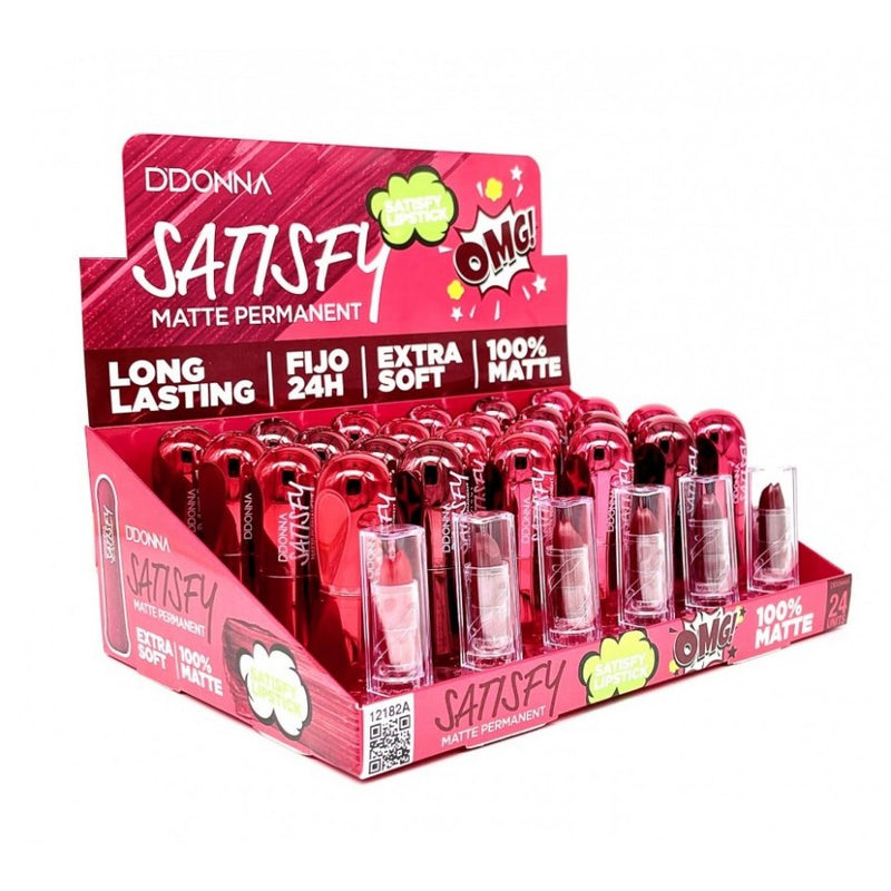 PACK DE 24 ROUGE À LÈVRES SATISFY MATTE OMG!(0.75€ / UN.) - D'DONNA -  idc institute en gros