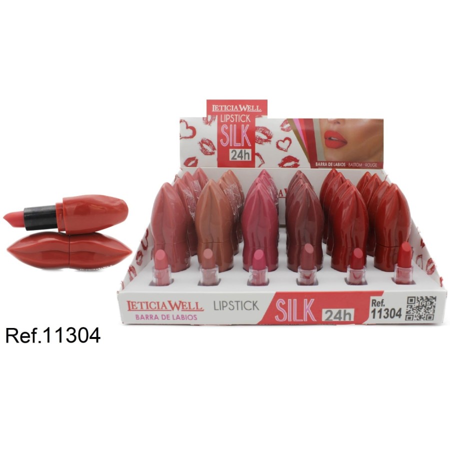 PACK DE 24 ROUGE À LÈVRES SOIE 24H (0,79€ / UN.) - LETICIA WELL -  idc institute en gros