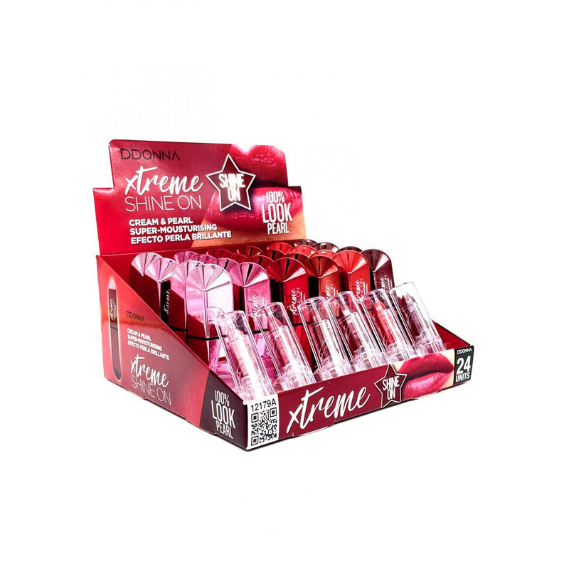 PACK DE 24 ROUGE A LÈVRES XTREME SHINE ON "Cream & Pearl" - D'DONNA - idc institute en gros