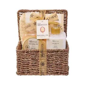 COFFRET NATURAL OIL BOÎTE EN OSIER " Argan Oil" 4 PCS - IDC INSTITUTE - idc institute en gros