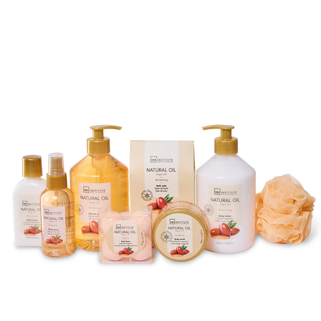 COFFRET NATURAL OIL PANIER EN OSIER " Argan Oil" 8 PCS - IDC INSTITUTE - idc institute en gros