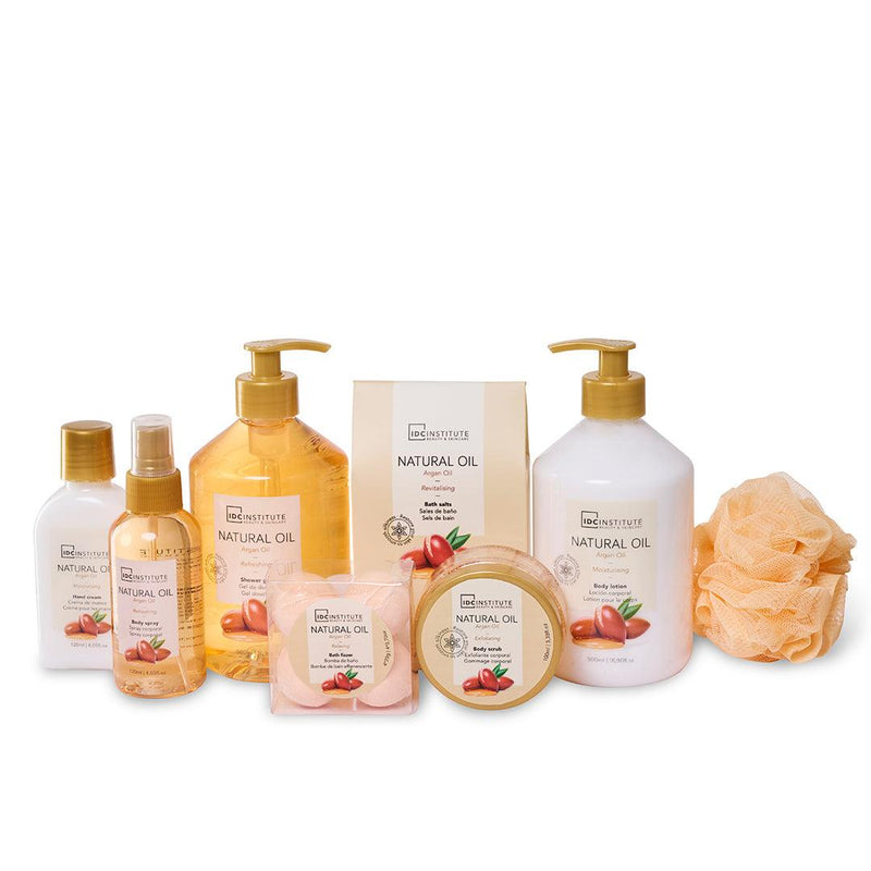COFFRET NATURAL OIL PANIER EN OSIER " Argan Oil" 8 PCS - IDC INSTITUTE - idc institute en gros