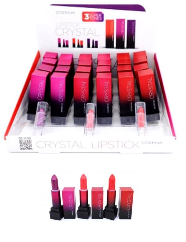PACK DE 24 ROUGE A LEVRES CRISTAL 3 COULEURS - D'DONNA - idc institute en gros
