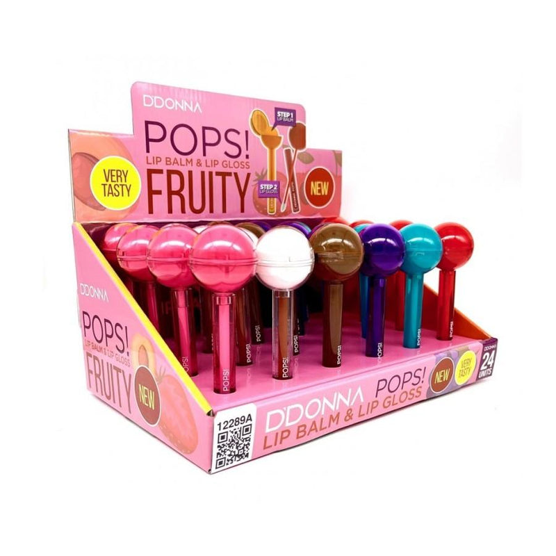 PACK DE 24 LIPGLOSS & LIPBALM FRUITY POOPS - D'DONNA - idc institute en gros