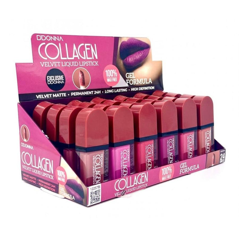 Pack de 24 LIQUID LIPSTICK COLLAGENE VELVET MATTE 24H - D'DONNA - idc institute en gros