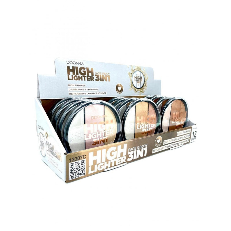 PACK DE 12 POUDRE COMPACTE ILUMINATEUR VISAGE ET CORPS- D'DONNA - idc institute en gros