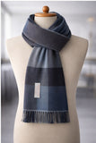 Foulard Berry BLEU/GRIS 70% Pashmina 30% soie taille 150 cms - PASHMINA -  idc institute en gros