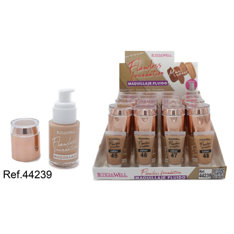 PACK DE 16 MAQUILLAGE FLUIDE MAX COVER (1,25€ / UN.)- LETICIA WELL -  idc institute en gros