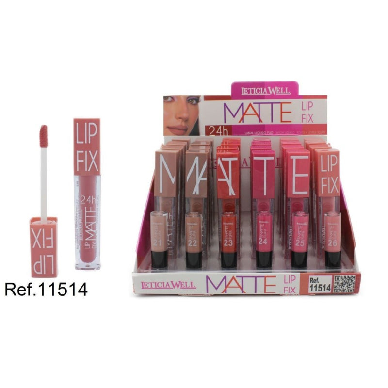 PACK DE 24 ROUGE À LÈVRES MATTE FIX 24H.(0.75€ / UN.) - LETICIA WELL -  idc institute en gros