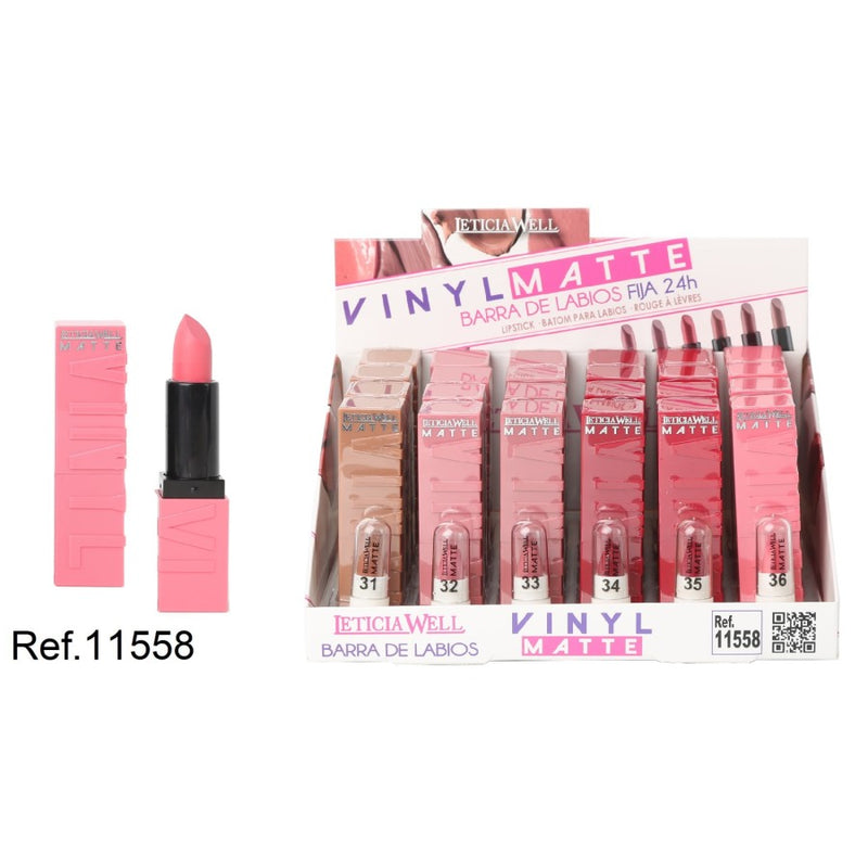 PACK DE 24 ROUGE À LÈVRES VINYL MATTE (0,75€ / UN.) - LETICIA WELL -  idc institute en gros
