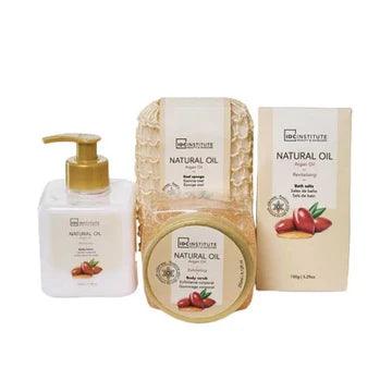 COFFRET NATURAL OIL BOÎTE EN OSIER " Argan Oil" 4 PCS - IDC INSTITUTE - idc institute en gros
