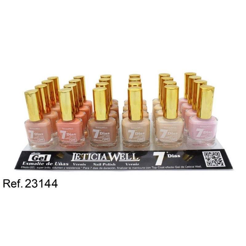 PACK DE 24 VERNIS À ONGLES EFFET GEL 6 COULEURS (€ 0.59 / UN.) - LETICIA WELL -  idc institute en gros