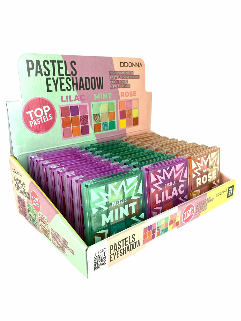 Présentoir de 24 Fard a Paupieres Pastels Lilac + Mint + Rose - D DONNA - idc institute en gros