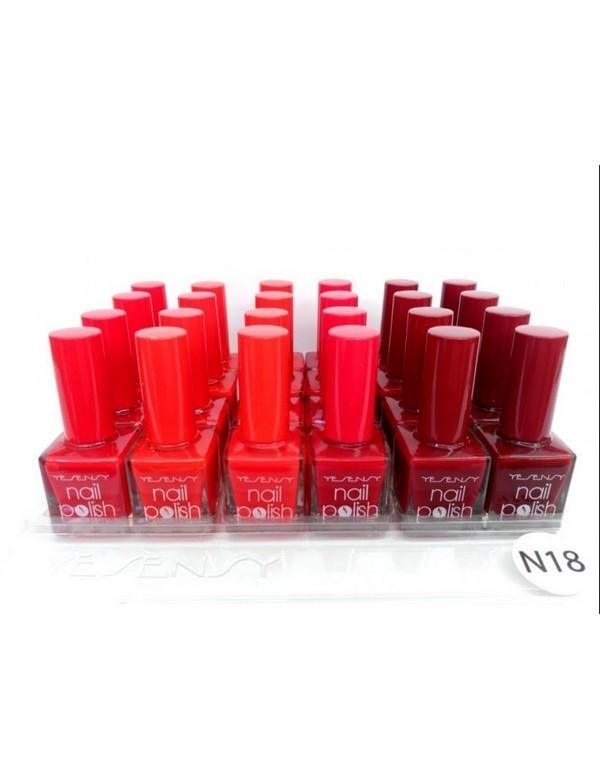 Pésentoir de 24 Vernis à Ongles NAIL POLISH NUANCES DE ROUGE marque YESENSY - idc institute en gros