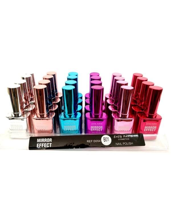 Pésentoir de 24 Vernis à Ongles EFFET MIRROIR 6 Couleurs marque D'DONNA - idc institute en gros