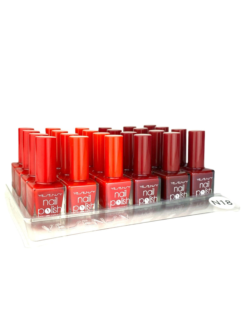 Pésentoir de 24 Vernis à Ongles NAIL POLISH NUANCES DE ROUGE marque YESENSY - idc institute en gros
