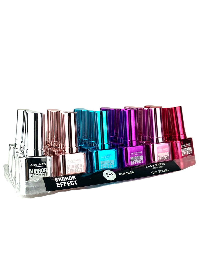 Pésentoir de 24 Vernis à Ongles EFFET MIRROIR 6 Couleurs marque D'DONNA - idc institute en gros